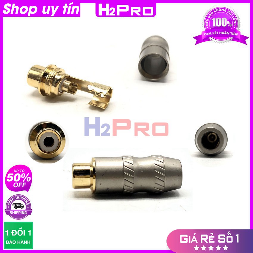 Jack Av Cái Hàn Gold Snake, Giắc Tín Hiệu Av Rca Âm (Cái) Hàn Cao Cấp, Đồng Pha (1 Chiếc),Chống Sôi Nhiễu-H2Pro Audio
