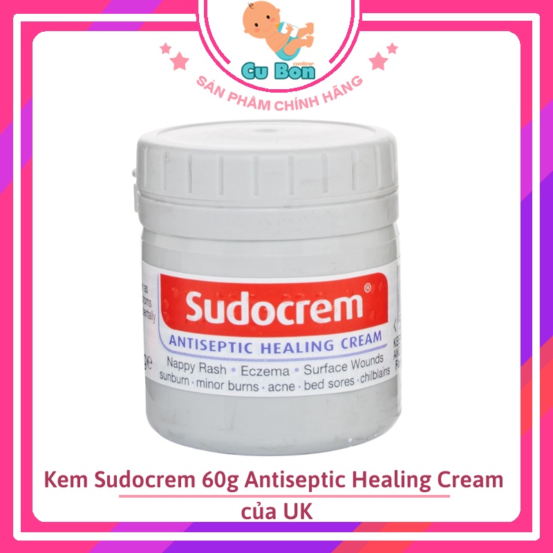 Kem Sudocrem 60g Antiseptic Healing Cream của UK dạng bôi chống hăm chàm bỏng xước da cho trẻ em và người lớn