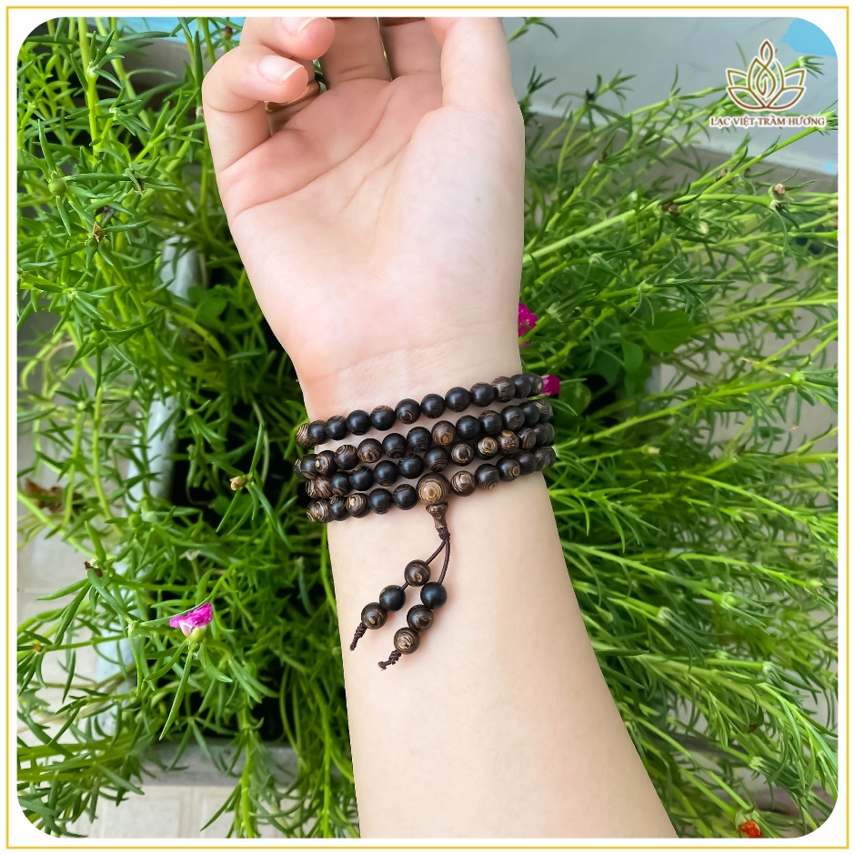 Vòng Tay Trầm Hương 108 Hạt Sánh Chìm 6mm - Chuỗi Tràng Hạt Trầm Hương Tự Nhiên Cao Cấp - Lạc Việt Trầm Hương