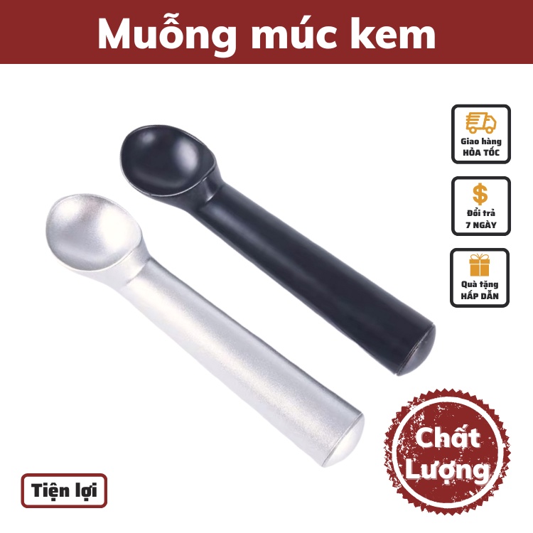 muỗng thìa gang đúc múc kem, sữa chua trân châu, muôi múc hoa quả khoét thịt viên cao cấp không gỉ dụng cụ pha chế