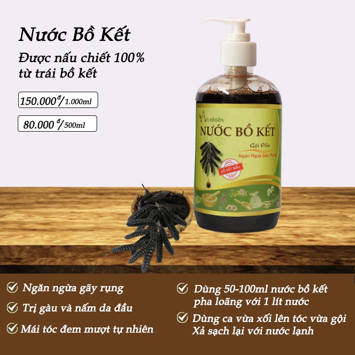 Nước Bồ Kết An Nhiên 500ml - Giảm rụng tóc, kích thích mọc tóc, diệt vi nấm
