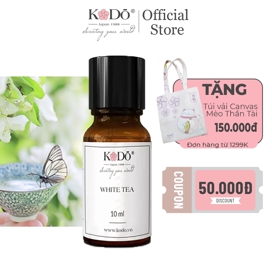 Tinh Dầu Nước Hoa KODO White Tea - Nguyên Chất - 3 Tầng Hương Thơm Độc Đáo - 10ml/50ml/110ml