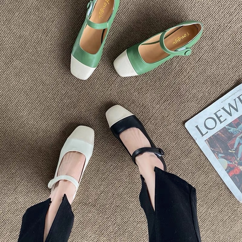 [SẴN HÀNG] Giày búp bê Mary Jane mũi vuông giày nữ 2022 đế thấp