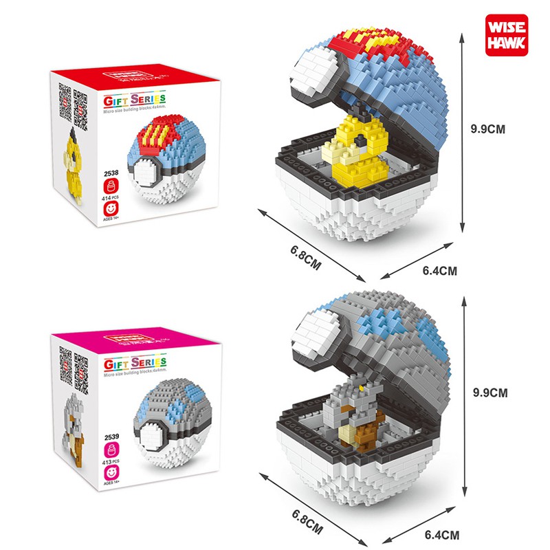 Bộ đồ chơi xếp hình quả bóng pokemon mini mới cho bé