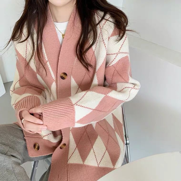 Áo khoác cardigan/ Áo không tay vải dệt kim dáng rộng họa tiết sọc phong cách Anh Quốc cho nữ 2021 (có bán lẻ) | BigBuy360 - bigbuy360.vn