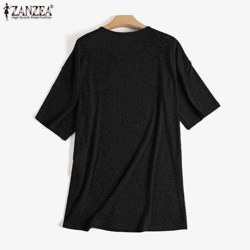 Áo thun Zanzea tay ngắn xẻ tà thời trang dành cho nữ