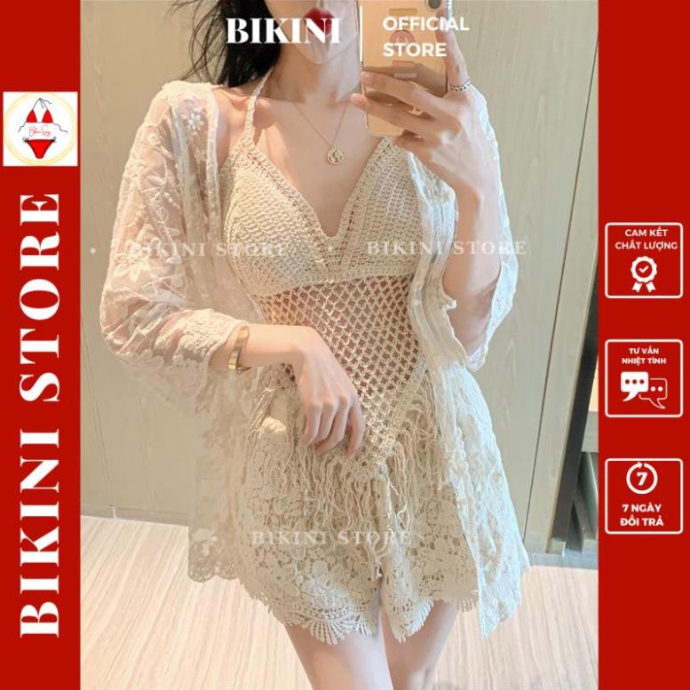 Bikini, Đồ Bơi Đi Biển Nữ 2 Mảnh Len Móc Kèm Áo Choàng M81 |Bikini Official 2022 Đẹp