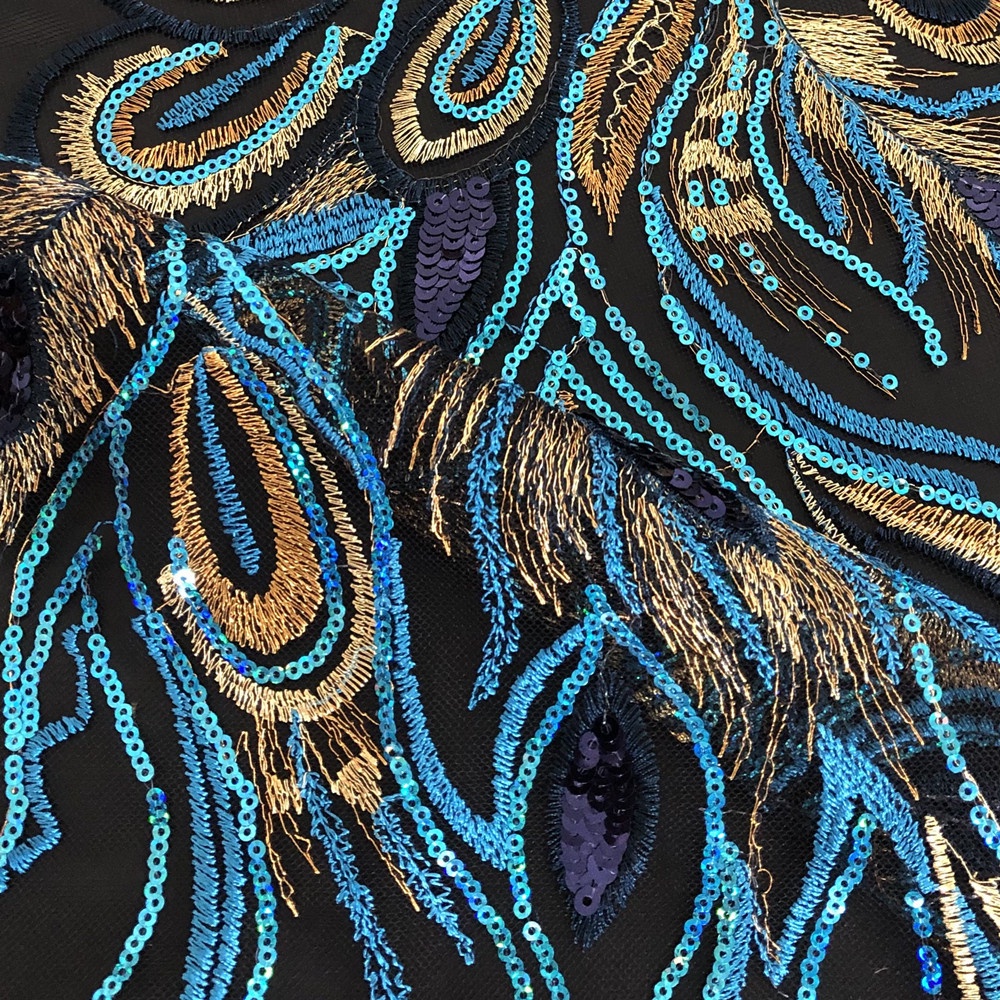 1 Miếng Vá 55 * 36CM Bằng Vải Ren Thêu Hình Hoa Và Chim Phượng Hoàng