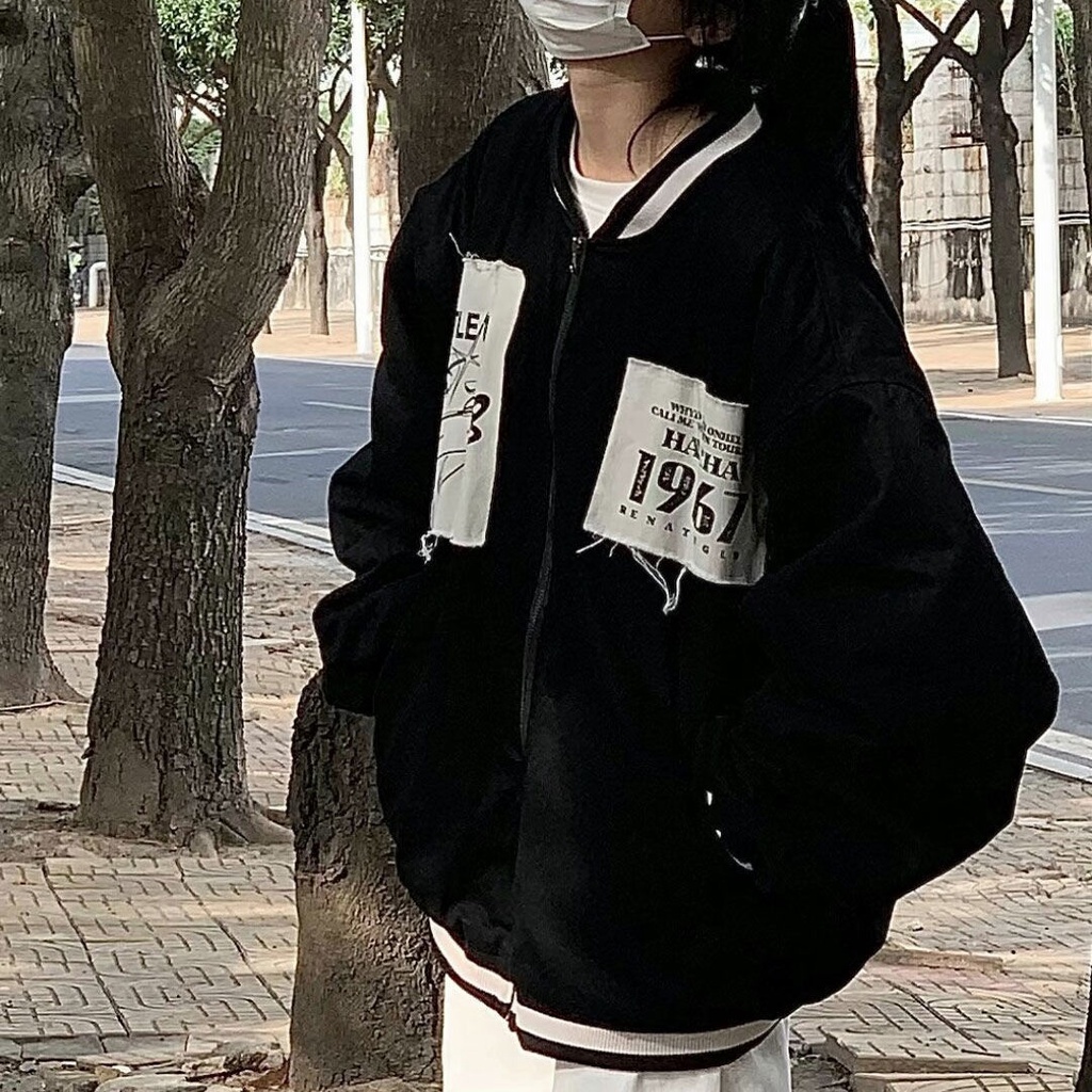 Áo Khoác Nỉ Dày Dáng Rộng Thêu Họa Tiết Phong Cách Rockmagic Mới Cho Nữ