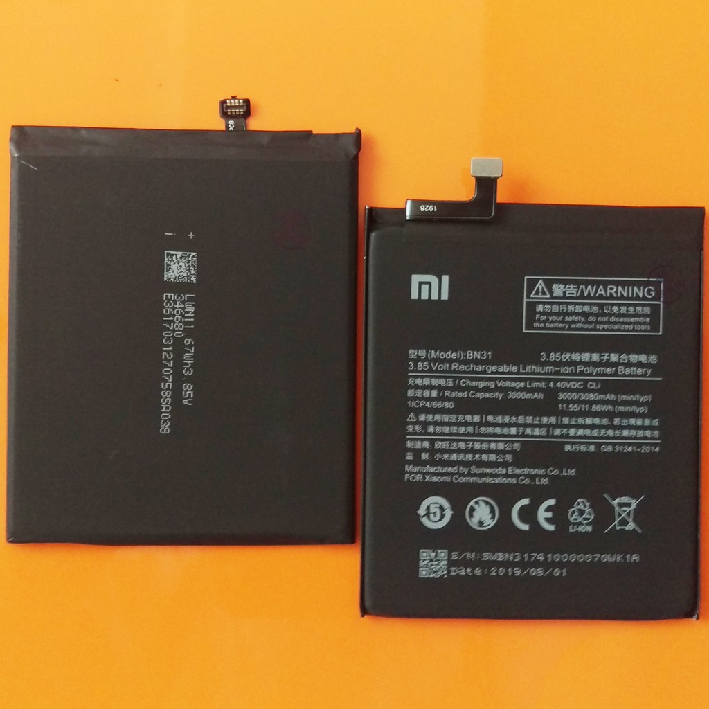 Pin Xiaomi Mi 5x, Mi A1 | BN31 | 3000/3080mAh / Pin xịn Xiaomi Mi 5X/Redmi note 5A/Redmi note 5A Prime/BN31/Mi A1 bảo hà