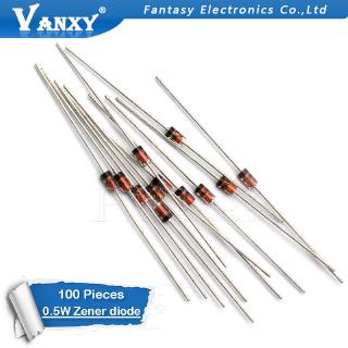 Set 100 Điốt Zener 0.5w 500mw Do-35 1 / 2w Bzx55C 2.4v 2.7v 3v 3.3v 3.6v 3.9v 4.3v 4.7v 5.1v 5.6v 6.2v 6.8v 7.5v 8.2v 9.1v 10v