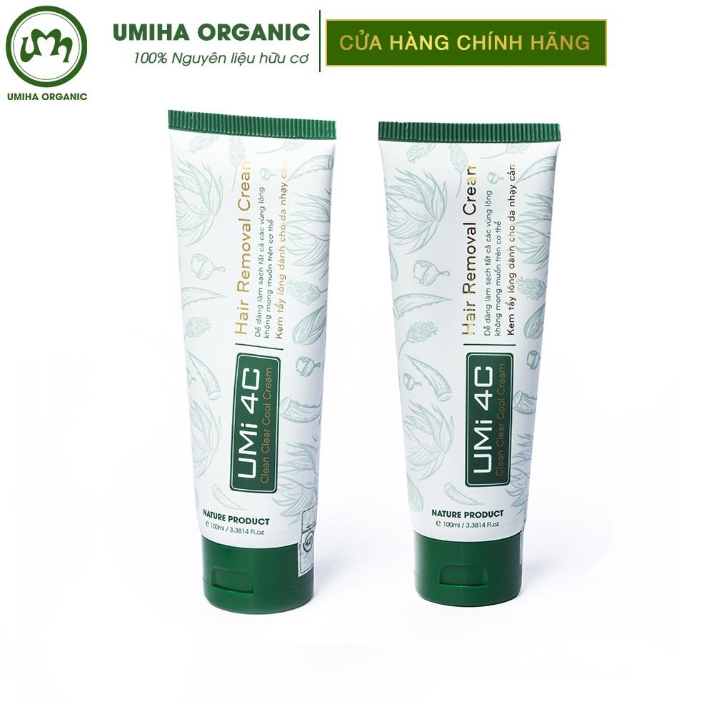 Combo 2 hộp Kem tẩy lông UMIHA (Umi 4C - 100ml x2) cho da nhạy cảm - Tặng Bột Cám Gạo hữu cơ UMIHOME tẩy da chết