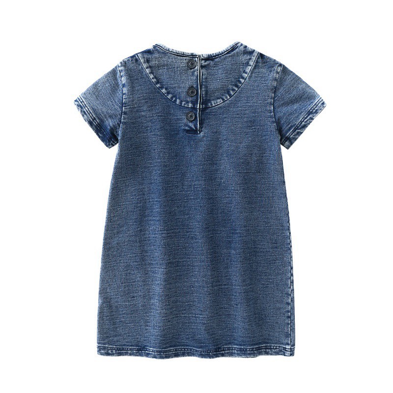 Đầm Denim tay ngắn hình tai thỏ cho bé gái