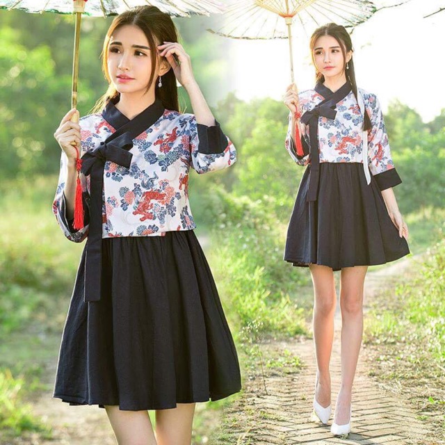 [ORDER] Set Hán Phục ngắn hoa văn gốm