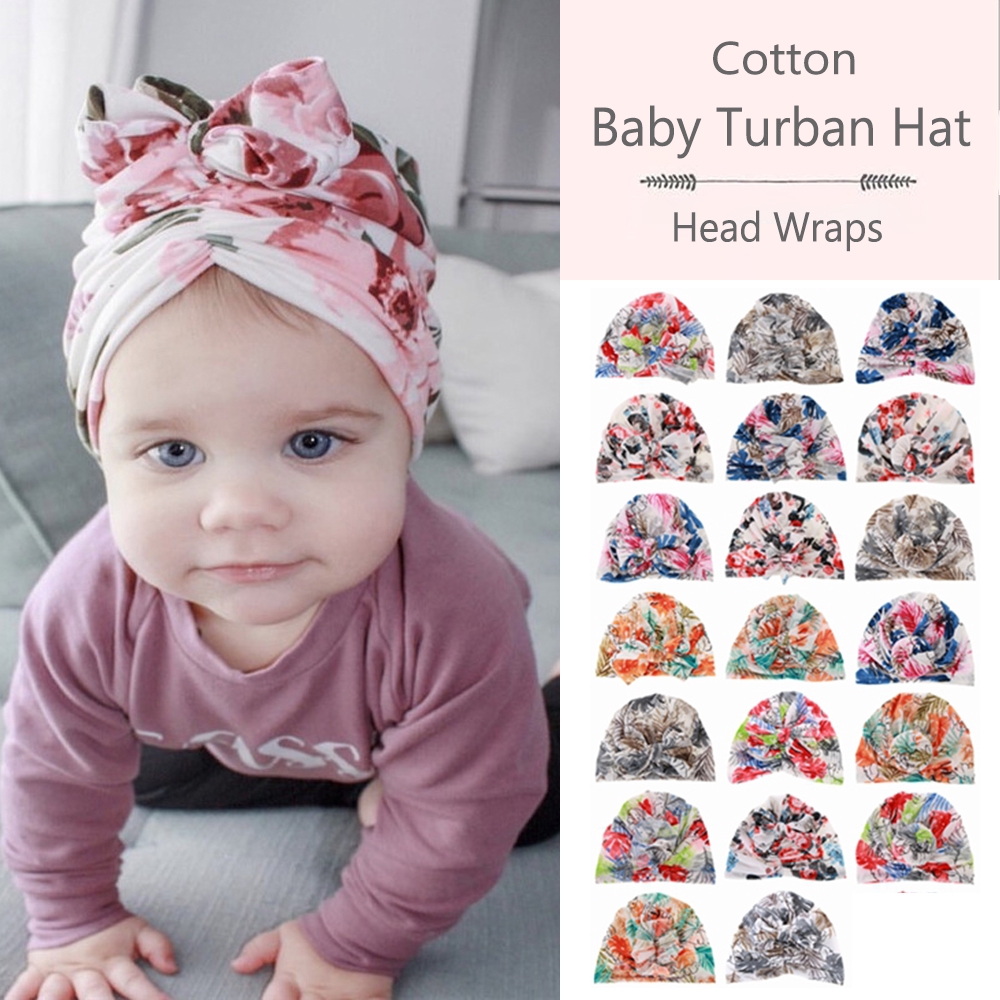 Mũ Turban Thắt Nơ Chất Liệu Cotton Mềm Co Giãn Cho Bé Trai Và Gái