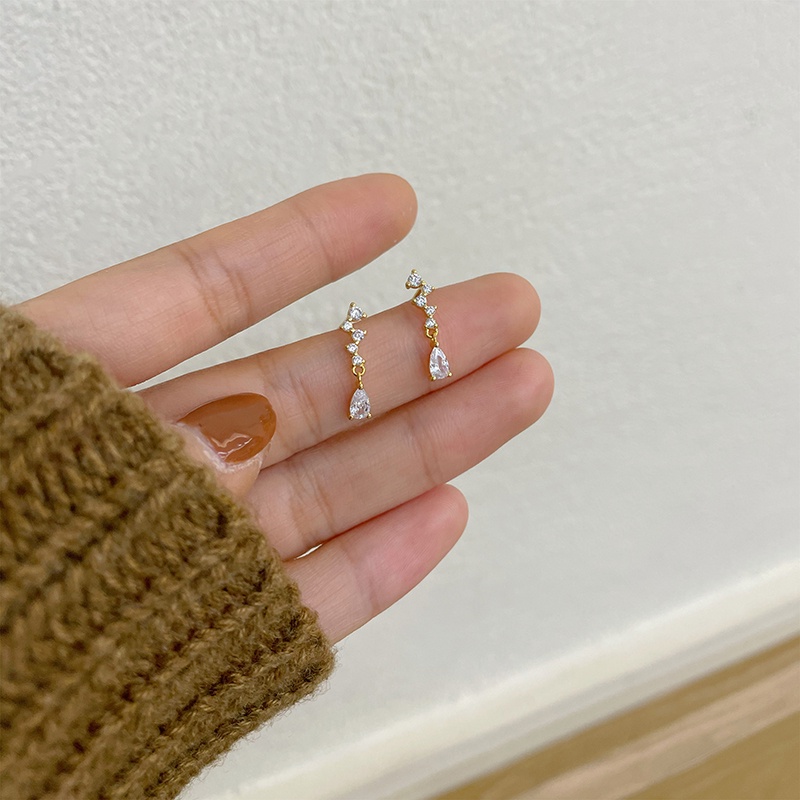 Bông tai hình giọt nước đính đá zircon thời trang dự tiệc cưới cho nữ