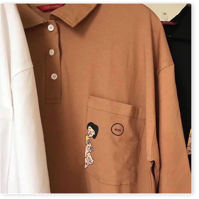 áo thun unisex form rộng tay lỡ có cổ siêu cá tính