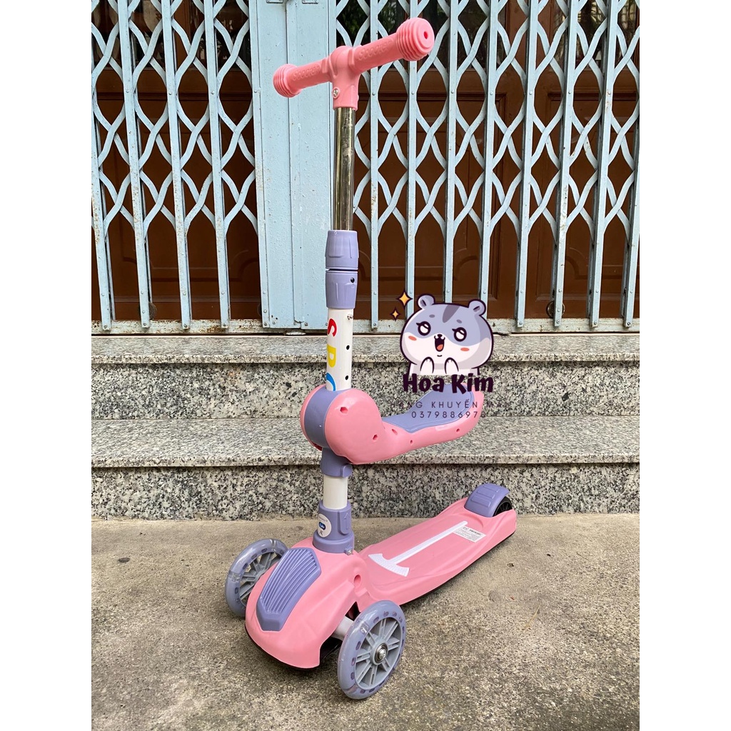 Xe Scooter, Xe Trượt Cho Bé Bánh Có Đèn ,Có Nhạc, có ghế 3in1 hkm Enfa SP ko kèm pin + quà tặng