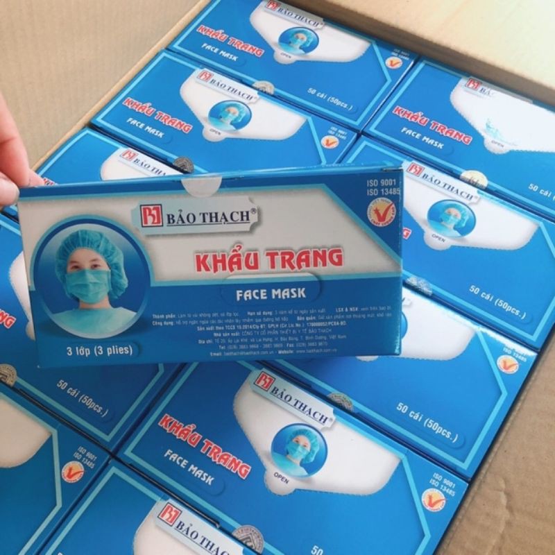 ✅ Khẩu Trang Y Tế Bảo Thạch (3 Lớp - hộp 50 Cái) - VT0612