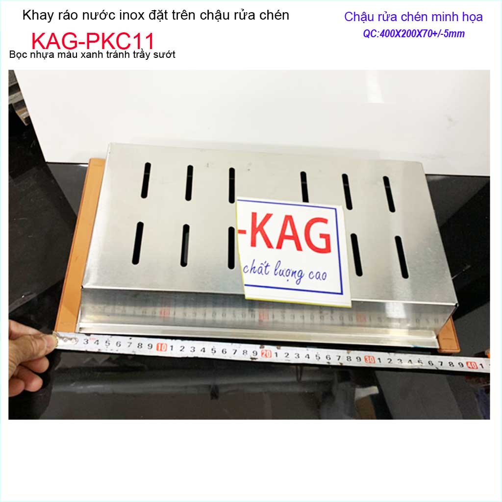 Khay ráo nước chậu rửa chén KAG-PCK11 inox 304, rổ ráo chậu chén inox dập Thái lan 40xm x20cm thiết kế sang trọng tiện d