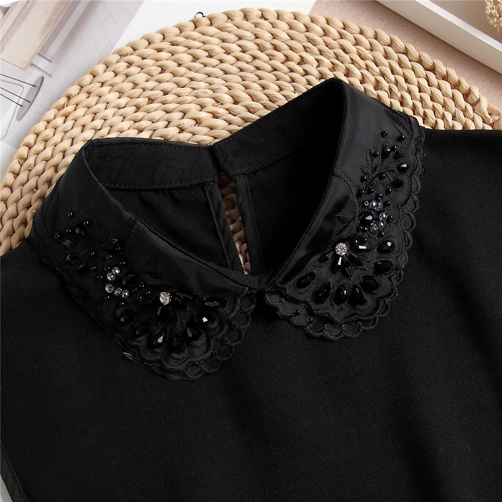 Cổ áo giả đính đá cách điệu mặc trong áo len đầm không cổ tạo kiểu - Mã CD52