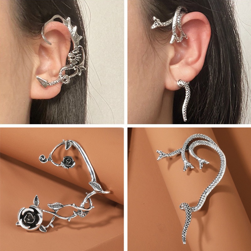 Khuyên Kẹp Vành Tai Hình Đôi Cánh Ác Quỷ Phong Cách Gothic Cá Tính Sang Trọng