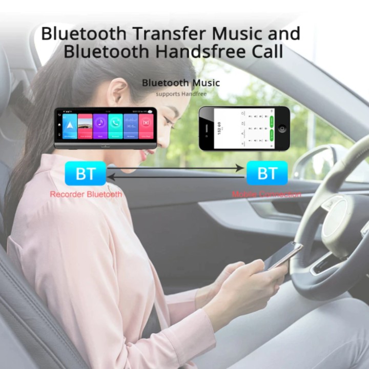 Camera Hành Trình Đặt Taplo Ô Tô Cao Cấp nhãn hiệu Phisung K7 tích hợp camera lùi, android 8., GPS, phát Wifi 4G