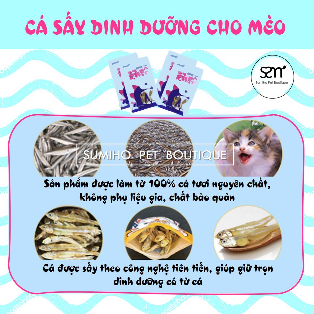 Bánh thưởng cho mèo Sumiho (Cá khô, mực xé, cá hầm, bánh quy cá)