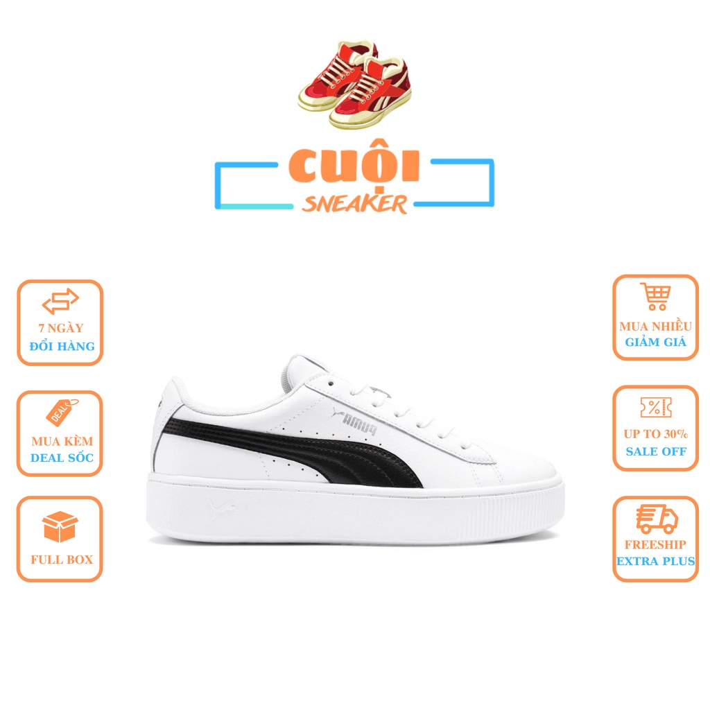Giày Thể Thao Sneaker 𝗣𝘂𝗺𝗮 Nữ Trắng Sọc Đen Độn Đế Tăng Chiều Cao Full Bill Box