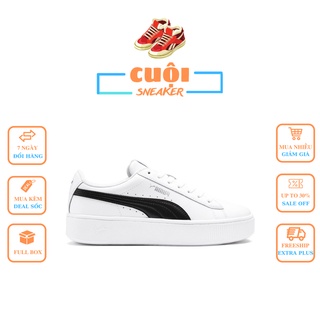 Giày Thể Thao Sneaker Puma Nữ Trắng Sọc Đen Độn Đế Tăng Chiều Cao Full Bill Box