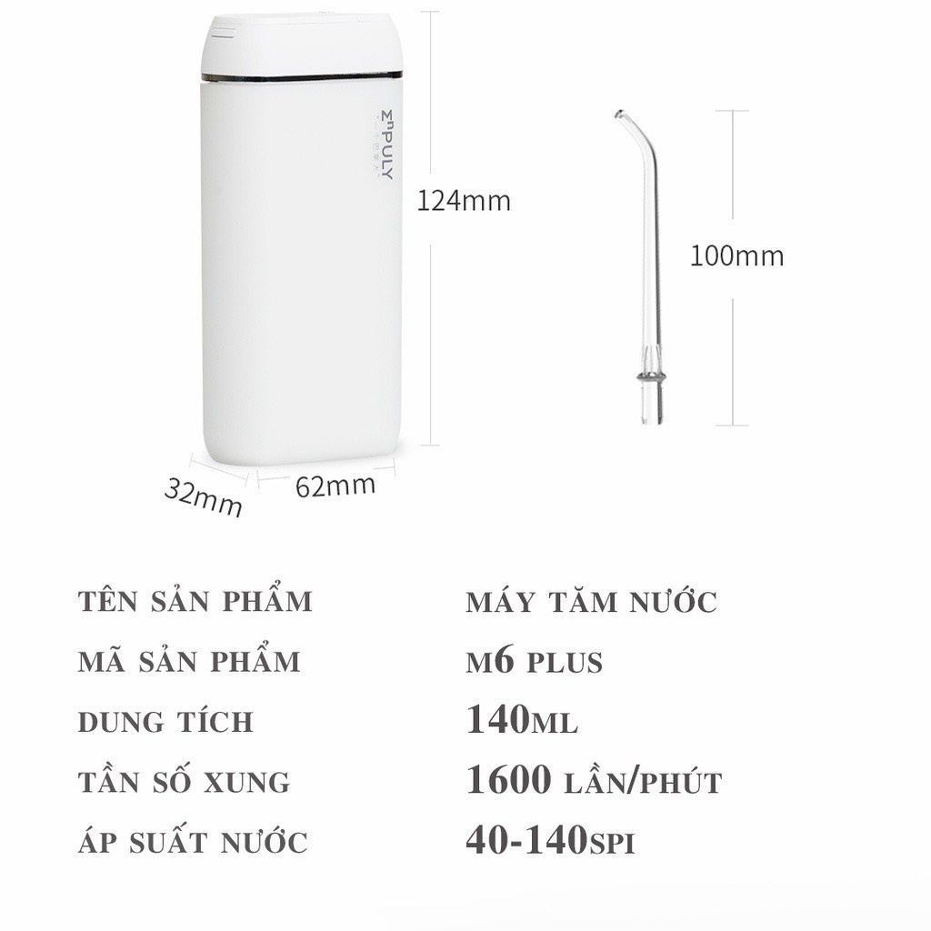 Máy tăm nước XIAOMI ENPULY công suất mạnh mẽ, tần số cao kháng nước IPX8 thuận tiện đi du lịch – ENPULY MINI M6 PLUS