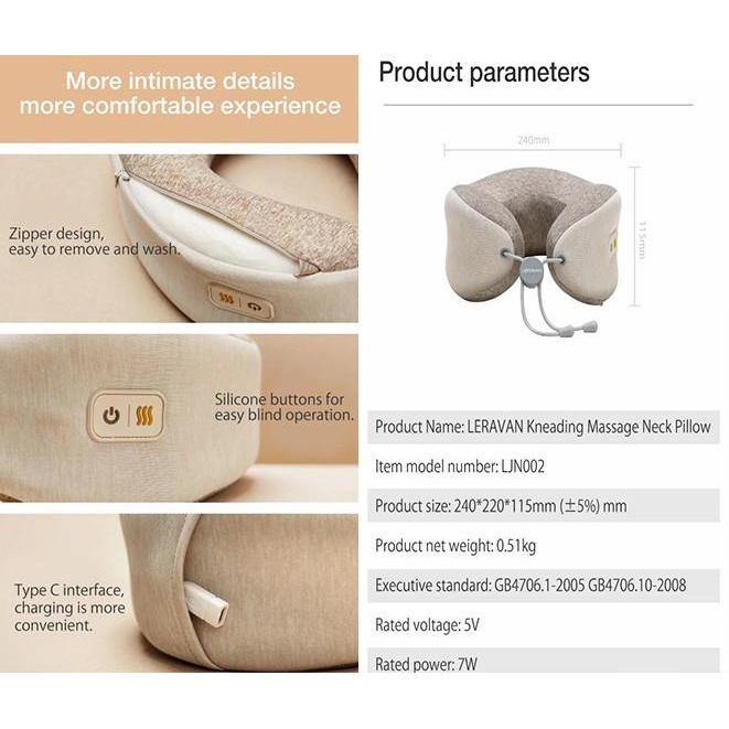 Gôi massage cổ Leravan LJN002 pin sạc tiện lợi chính hãng cao cấp - Minh Tín Shop
