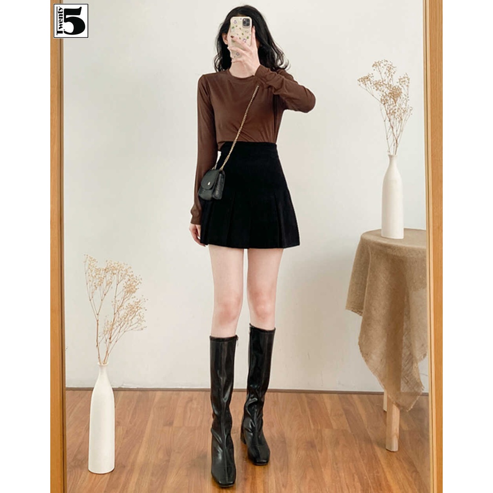 Chân váy nhung gân xếp ly dáng ngắn Twentyfive 3874 | BigBuy360 - bigbuy360.vn