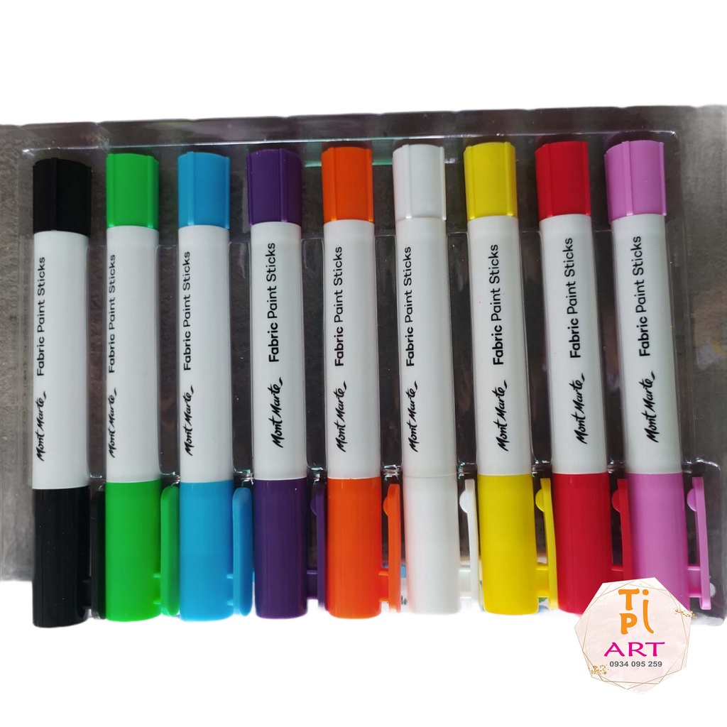 Bộ 9 Bút vẽ vải Mont Marte - Mpn0116 - FABRIC PAINT STICKS MONT MARTE