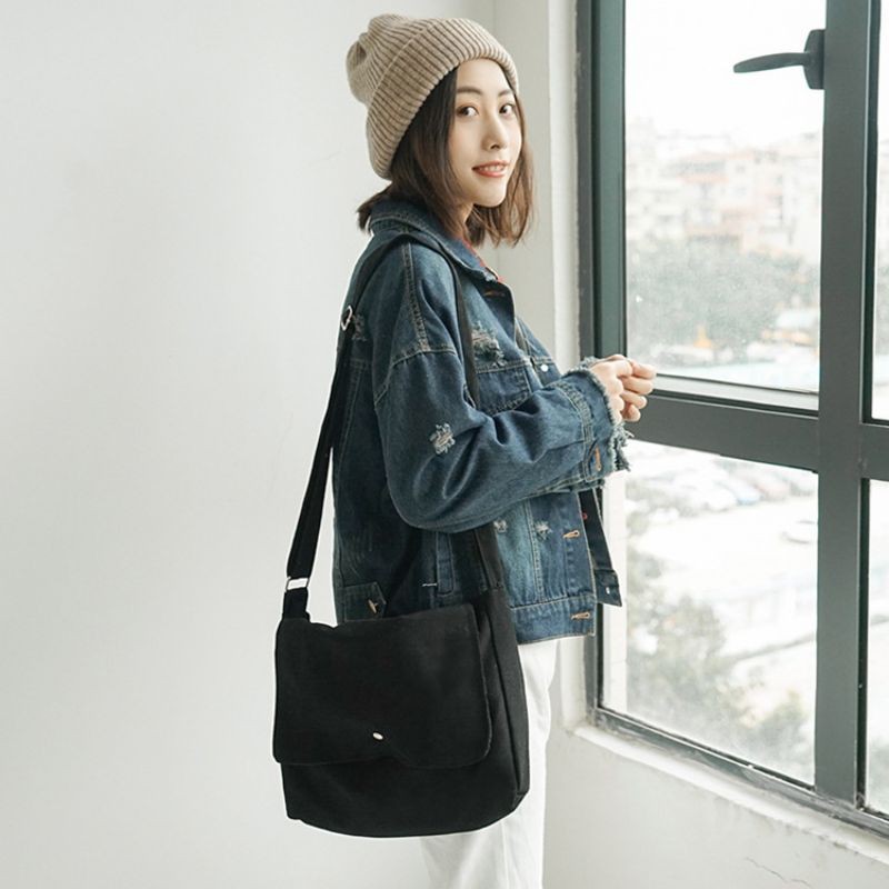 Túi tote đeo chéo Unisex nam nữ vải Canvas