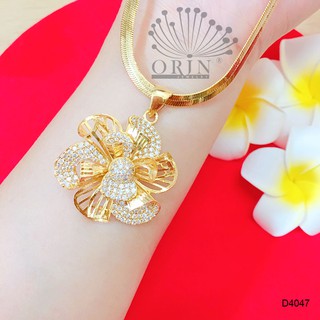 Dây chuyền nữ dạng mì dẹp mặt hoa xoáy 3 cánh nhụy đính đá cao cấp Orin D4047