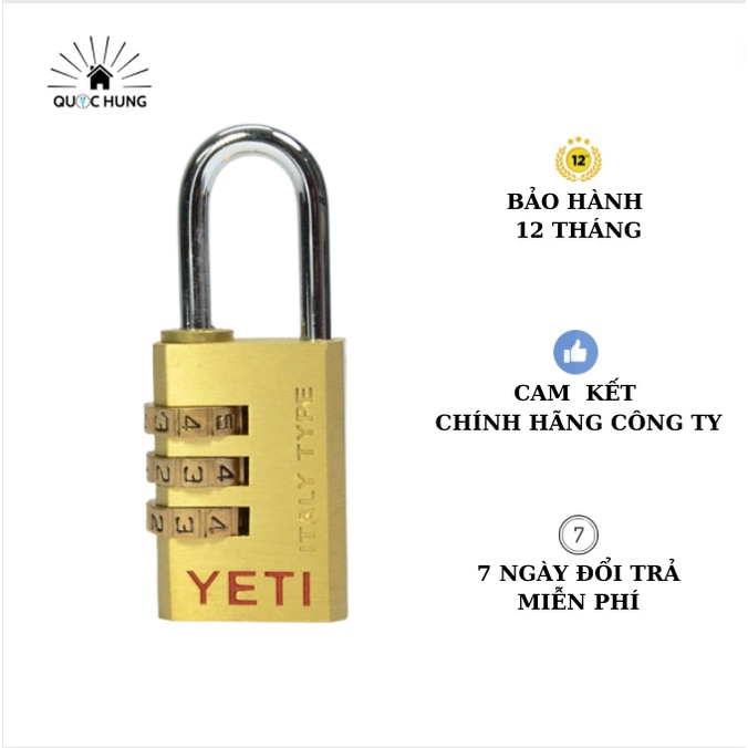 Ổ khoá 3 số YETI 330 chính hãng-Bảo Hành 12 tháng