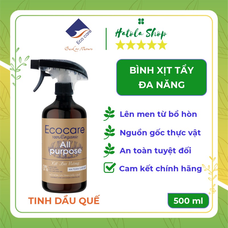 Bình Xịt Tẩy Đa Năng hữu cơ Bồ hòn Ecocare 500ml, chất tẩy đa năng, dùng làm nước lau bếp, nước lau bàn ăn