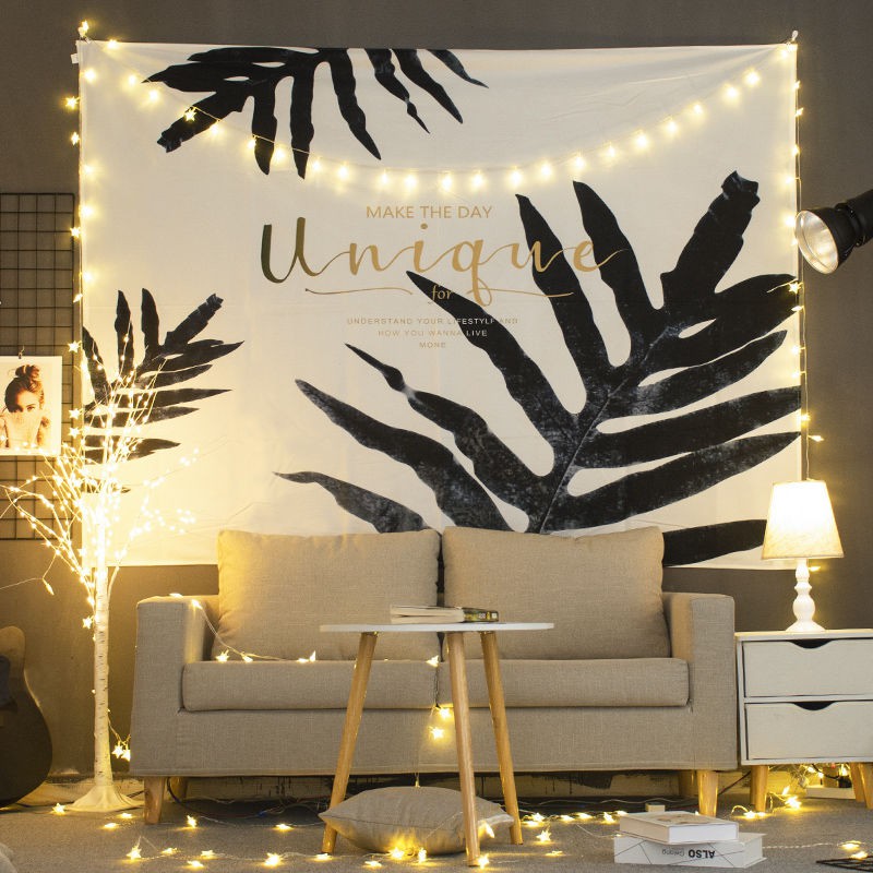 【Giving away decoration LED lights】【Nordic style】 tapestry ，living room decoration  ，Room decoration，Bedroom decoration，Student dormitory decoration（Giving away installation package）