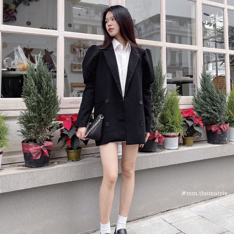 Áo blazer tay bồng hàng QC cao cấp 2 lớp (kèm ảnh thật tự chụp)