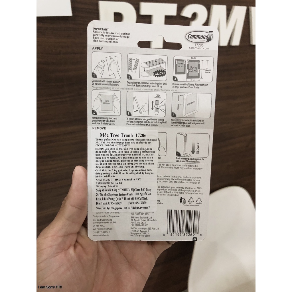 Bộ 8 miếng dán treo tranh 3M command 45x60cm loại 5.4kg và 7.2kg