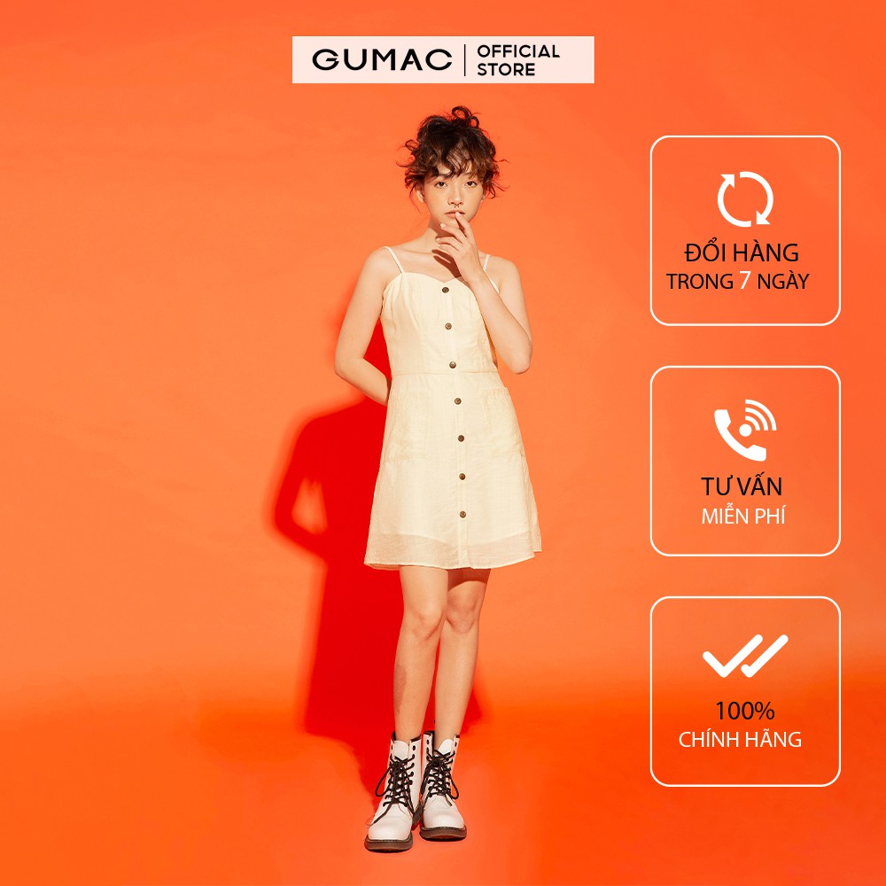 [Mã MABR07062 giảm 8% tối đa 50K đơn từ 249K] Đầm ôm nữ GUMAC 2 dây sexy, năng động màu kem đủ size DA12178