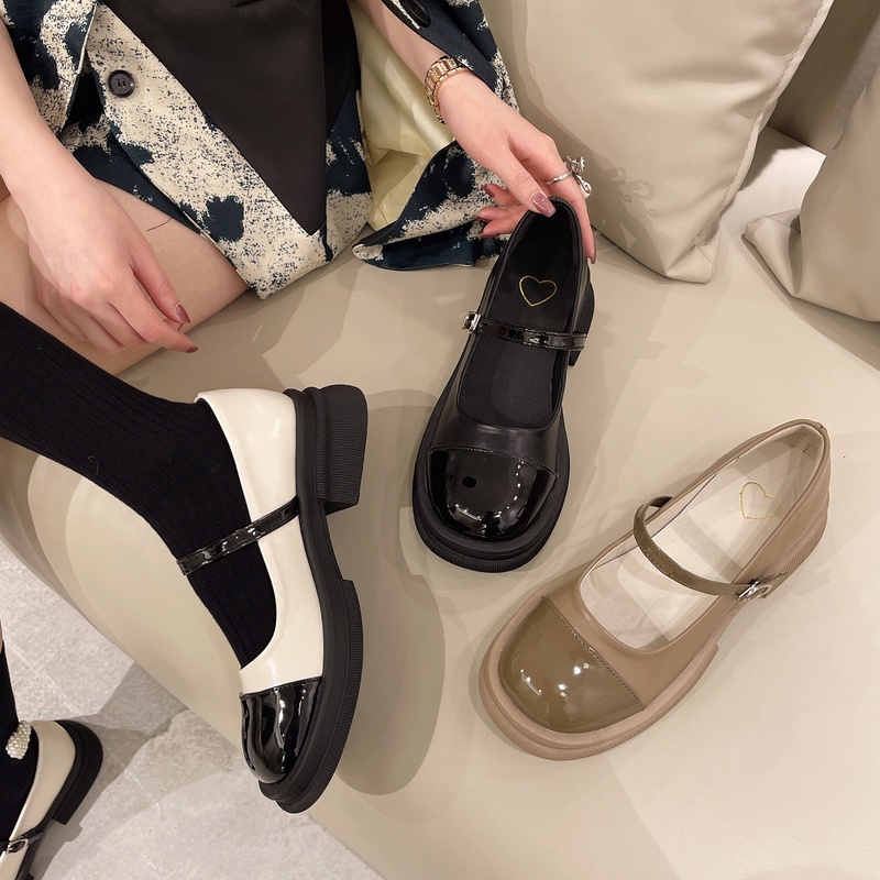 Giày da búp bê Ielgy thiết kế mũi tròn trẻ trung sành điệu cho nữ