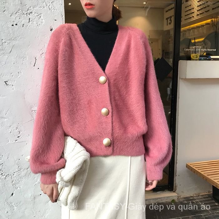 Áo Khoác Cardigan Dệt Kim Dáng Rộng Kiểu Hàn Quốc Xinh Xắn Cho Nữ