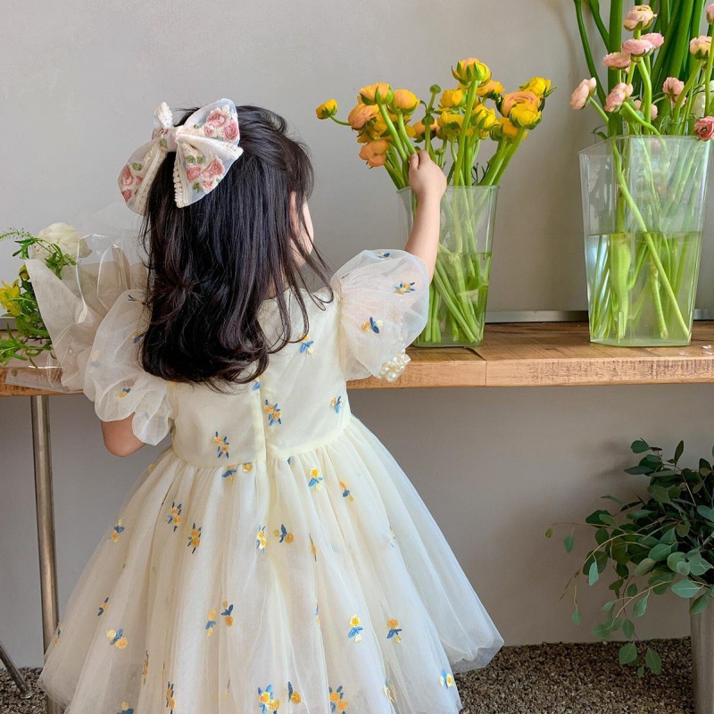 Váy cô gái，Đầm Sát Nách Phối Ren Màu Be Xinh Xắn Thời Trang Đám Cưới / Sinh Nhật Cho Bé Gái