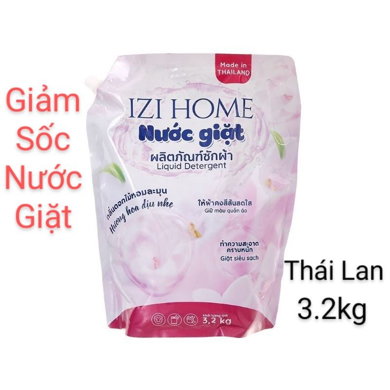 [ Thái Lan ] Nước giặt IZI HOME hương hoa dịu nhẹ túi 3.2kg