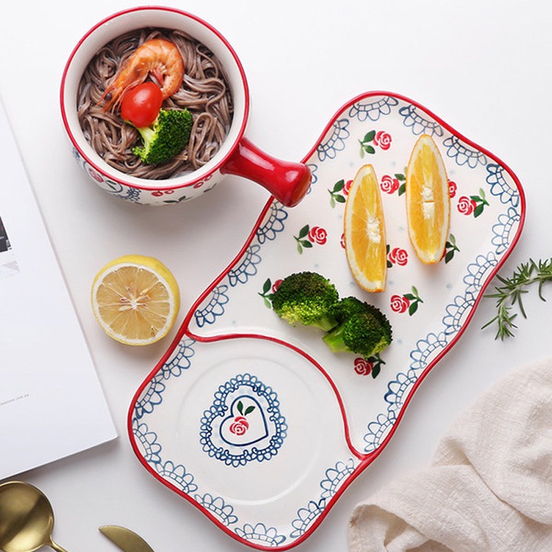 Set sứ ăn sáng theo kiểu dáng họa tiết Cherry decor siêu đẹp