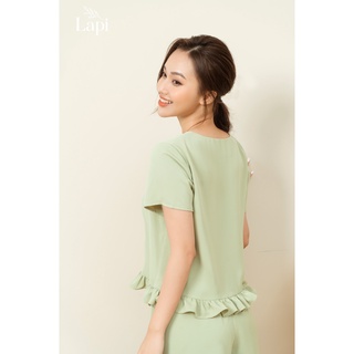 Bộ Đồ Ngủ Lụa Cổ V Nhún Bèo Lapi BDN36