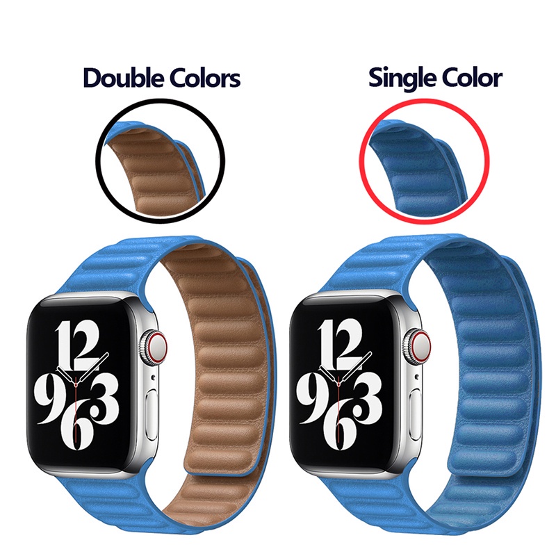 Dây Đeo Bằng Da Khóa Nam Châm Cho Đồng Hồ Thông Minh iWatch Series 2 3 4 5 6 7 SE 38mm 40mm 42mm 44mm Series 7 41mm 45mm