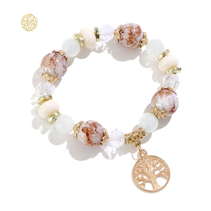 Vòng Tay May Mắn Phối Hạt Gốm Thời Trang Cho Nữ